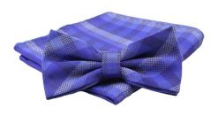 Mucha Męska z Poszetką, Granatowa w Kratkę - Alties. Niebieskie krawaty i muchy męskie Alties, bez wzorów, eleganckie. Za 54.00 zł.