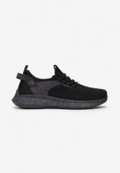 Czarno-Szare Buty Sportowe z Elastyczną Cholewką i Ozdobnym Sznurowaniem Tullans. Czarne buty sportowe na co dzień męskie Born2be, bez zapięcia. Za 109.99 zł.