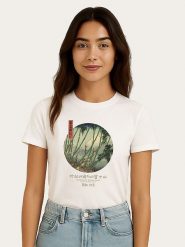 WOOOP Koszulka "Hokusai Fuji Bamboo" w kolorze białym rozmiar: S. Białe bluzki damskie Wooop, s, bez wzorów, z bawełny, bez kołnierzyka, bez ramiączek. Za 56.99 zł.