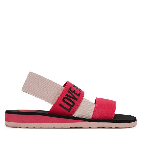 Sandały LOVE MOSCHINO. Czerwone sandały damskie Love Moschino, bez wzorów, bez obcasa, na płaskiej podeszwie. Za 359.99 zł.