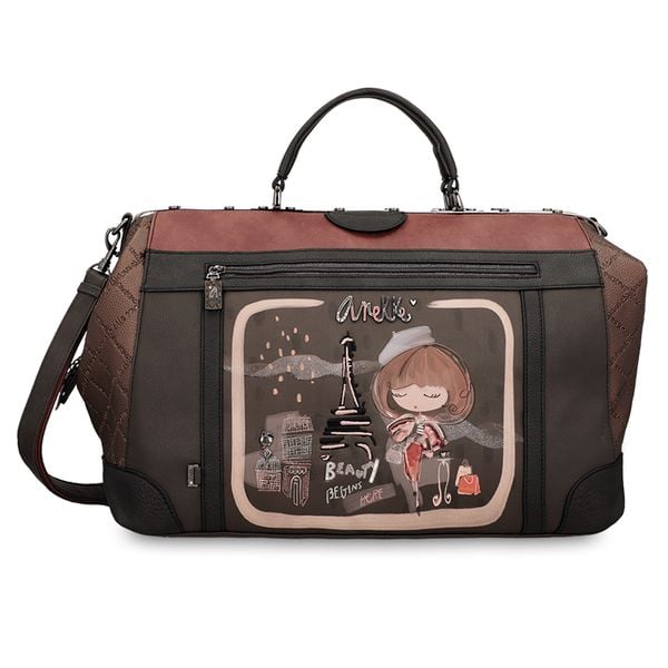 Brązowa Damska Duża Torba Podróżna Anekke. Brązowe torebki klasyczne damskie Anekke, bez wzorów, duże, bez dodatków. Za 699.00 zł.