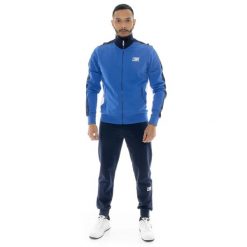 Bluza z bawełna z pełny zamek błyskawiczny na co dzień. Niebieskie bluzy sportowe męskie LEONE 1947 APPAREL, bez wzorów, z bawełny, sportowe, bez kołnierzyka, bez ramiączek. W wyprzedaży za 157.01 zł.