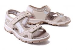 RIEKER 68866-62 beige, sandały damskie. Brązowe sandały damskie Rieker, bez wzorów, bez obcasa. Za 271.92 zł.