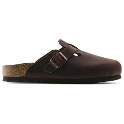 BIRKENSTOCK BOSTON SFB LEOI HABANA Klapki damskie. Brązowe klapki damskie Birkenstock, bez wzorów, bez obcasa. Za 539.99 zł.