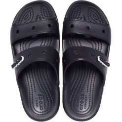 Crocs klapki Classic czarne 206761 001. Czarne klapki damskie Crocs, bez wzorów, bez obcasa. Za 119.99 zł.
