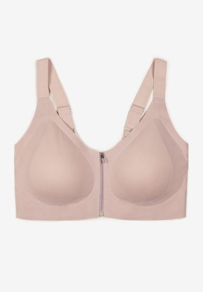 Jasnofioletowy Sportowy Biustonosz z Suwakiem z Przodu Eziline. Fioletowe biustonosze sportowe damskie Born2be, bez wzorów. Za 69.99 zł.