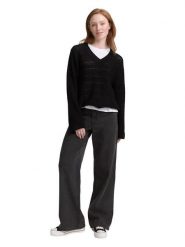 TOM TAILOR Denim Sweter w kolorze czarnym rozmiar: S. Czarne swetry klasyczne damskie Tom Tailor Denim, s, z bawełny, bez kołnierzyka. Za 100.28 zł.