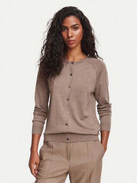 BOSS Kardigan Fonami 50545031 Brązowy jasny Regular Fit. Brązowe kardigany damskie Boss, s, bez wzorów, z wełny. Za 899.99 zł.