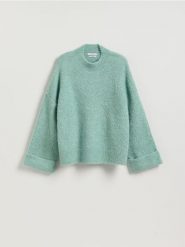 Sweter z dodatkiem wełny - jasnoturkusowy. Niebieskie swetry klasyczne damskie Reserved, l, z dzianiny, bez kołnierzyka. Za 149.99 zł.