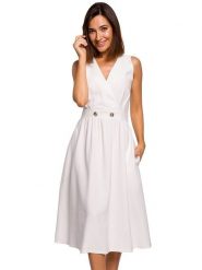 Stylove Sukienka w kolorze białym rozmiar: S. Białe sukienki damskie Stylove, s, bez wzorów, bez kołnierzyka, bez ramiączek, midi. Za 72.99 zł.