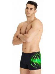 Arena Kąpielówki w kolorze czarno-zielonym rozmiar: 3. Czarne kąpielówki męskie Arena, bez wzorów, z materiału. Za 70.08 zł.