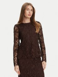 Bruuns Bazaar Bluzka Sago Wini BBW4516 Brązowy Slim Fit. Brązowe bluzki damskie Bruuns Bazaar, bez wzorów, z syntetyku, bez ramiączek. Za 439.99 zł.