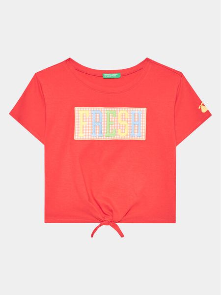 United Colors Of Benetton T-Shirt 3096C10BU Czerwony Regular Fit. Czerwone koszulki dziewczęce United Colors Of Benetton, bez wzorów, z bawełny, bez ramiączek. Za 49.99 zł.