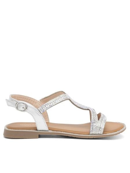 Jenny Fairy Sandały WS120701-02EOB Srebrny. Szare sandały damskie Jenny Fairy, bez wzorów, z syntetyku, bez obcasa, na płaskiej podeszwie. Za 119.99 zł.