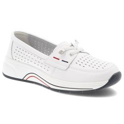 Białe Półbuty S.Barski Stylowe Obuwie Damskie Ze Skóry Naturalnej. Białe półbuty damskie S.BARSKI, bez wzorów, z materiału, eleganckie, bez obcasa. Za 189.00 zł.