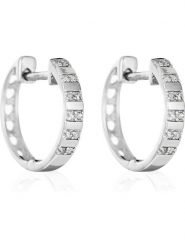 DIAMANTA Złote kolczyki-kreole "Linéa" z diamentami rozmiar: onesize. Szare kolczyki damskie DIAMANTA, z diamentem, złote. Za 1,631.77 zł.