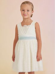 Abel & Lula Sukienka elegancka 5033 Écru. Sukienki dziewczęce Abel & Lula, bez wzorów, z syntetyku, eleganckie, bez ramiączek. Za 449.99 zł.