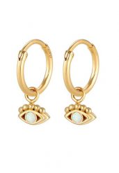 Elli Damski wisiorek kreolski Evil Eye z syntetycznym opalem pozłacany srebro próby 925 Sterling Silver Kolczyki 1 ct. Szare kolczyki damskie Elli, z opalem, pozłacane. Za 293.99 zł.