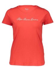 Pepe Jeans Koszulka w kolorze czerwonym rozmiar: S. Czerwone bluzki damskie Pepe Jeans, s, bez wzorów, z jeansu, bez kołnierzyka, bez ramiączek. Za 79.03 zł.