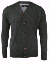 Elegancki Kardigan, Sweter Rozpinany na Guzik -BRAVE SOUL- Grafitowy. Szare kardigany męskie Brave Soul, m, bez wzorów, casualowe, bez kołnierzyka. Za 89.00 zł.