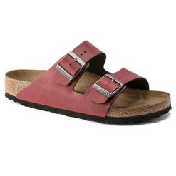 Klapki damskie Birkenstock Arizona BS Birko-flor. Czerwone klapki damskie Birkenstock, bez wzorów, z materiału, bez obcasa. Za 287.00 zł.