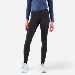 Legginsy do biegania damskie Kiprun Run 500 Warm ocieplane. Niebieskie legginsy damskie KIPRUN, l, bez wzorów, z materiału. Za 129.99 zł.