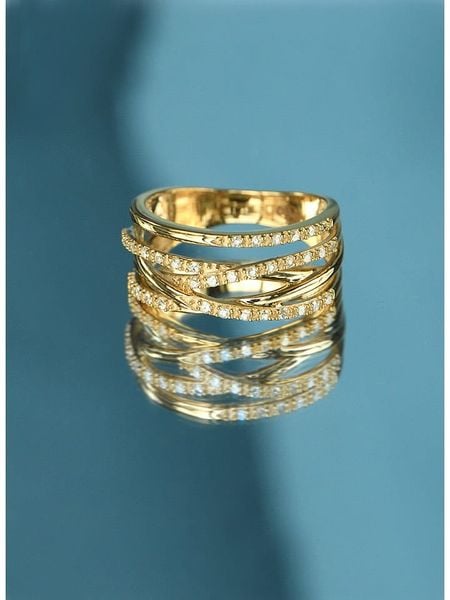 Maison héritage PARIS Złoty pierścionek "Entrelacs Eternel" z diamentami rozmiar: 52. Żółte pierścionki damskie maison héritage PARIS, z diamentem, złote. Za 3,088.99 zł.