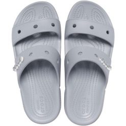 Crocs klapki Classic szare 206761 007. Szare klapki damskie Crocs, bez wzorów, bez obcasa. Za 172.49 zł.