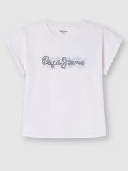 Pepe Jeans Koszulka w kolorze białym rozmiar: S. Białe bluzki damskie Pepe Jeans, s, bez wzorów, z bawełny, bez kołnierzyka, bez ramiączek. Za 74.28 zł.