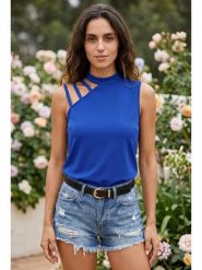 SOULSHAE Top w kolorze niebieskim rozmiar: L/XL. Niebieskie topy damskie SOULSHAE, l, bez wzorów, z wiskozy, bez kołnierzyka. Za 139.95 zł.