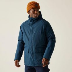 Kurtka męska przejściowa przeciwdeszczowa Savon. Niebieskie kurtki męskie Regatta, m, bez wzorów, z puchu, eleganckie, bez kaptura. W wyprzedaży za 349.99 zł.