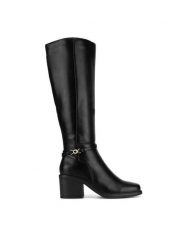 Clara Barson Kozaki WYL4017-2 Czarny. Czarne kozaki damskie Clara Barson, z materiału, bez obcasa, na słupku. Za 229.99 zł.