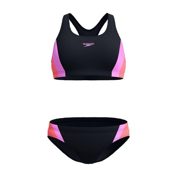Strój kąpielowy damski dwuczęściowy Speedo Colourblock Splice 2.0. Czarne bikini damskie Speedo, bez wzorów. Za 159.99 zł.