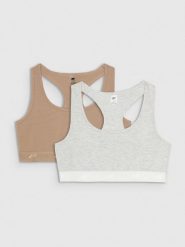4F Biustonosz bawełniany z niskim wsparciem (2-pack) damski - multikolor S. Biustonosze sportowe damskie 4f, bez wzorów, z bawełny. W wyprzedaży za 59.99 zł.