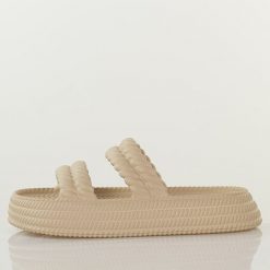 Beżowe lekkie piankowe klapki damskie DiA 51-001. Brązowe klapki damskie DiA, bez wzorów, z dresówki, bez obcasa, na platformie. Za 79.00 zł.