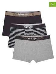 Wrangler Bokserki (3 pary) "Braham" w kolorze szaro-czarno-granatowym rozmiar: L. Czarne bokserki męskie Wrangler, bez wzorów. Za 95.69 zł.