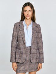Marynarka damska z dodatkiem wełny w kratę Linneta 000. Czerwone marynarki i żakiety damskie Big Star, l, bez wzorów, z denimu, eleganckie. Za 359.99 zł.