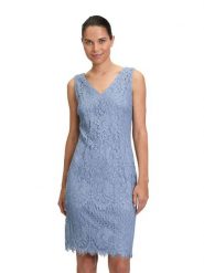 Vera Mont Sukienka w kolorze błękitnym rozmiar: 40. Niebieskie sukienki damskie Vera Mont, na co dzień, bez wzorów, z koronki, bez kołnierzyka, bez ramiączek, mini, proste. Za 239.99 zł.