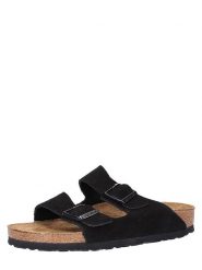 Birkenstock Skórzane klapki "Arizona" w kolorze czarnym rozmiar: 36. Czarne klapki damskie Birkenstock, bez wzorów, ze skóry, bez obcasa. Za 352.45 zł.