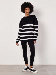 Apricot Sweter w kolorze czarno-białym rozmiar: XL. Czarne swetry klasyczne damskie Apricot, xl, bez kołnierzyka. Za 132.05 zł.