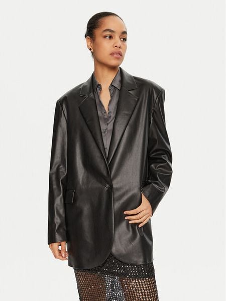 TWINSET Marynarka 242AQ2042 Czarny Regular Fit. Czarne marynarki i żakiety damskie Twinset, m, bez wzorów, ze skóry. Za 509.99 zł.