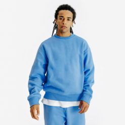 Bluza okrągły dekolt męska Elementals. Niebieskie bluzy bez kaptura męskie Decathlon, m, z bawełny. Za 169.99 zł.