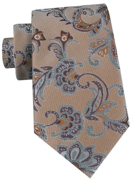 Męski Krawat - Chattier - Jasny Brąz, Wzór w Kwiaty. Krawaty i muchy męskie Chattier, bez wzorów, z tkaniny, eleganckie. Za 55.00 zł.