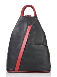 Florence Bags Skórzany plecak "Stax" w kolorze czarno-czerwonym - 31 x 24 x 12 cm rozmiar: onesize. Czarne plecaki damskie Florence Bags, bez wzorów, z materiału. Za 297.45 zł.