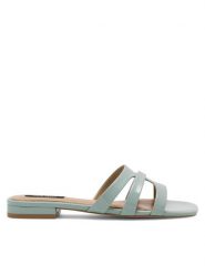 Nine West Klapki 123AL1207-1 Niebieski. Niebieskie klapki damskie Nine West, bez wzorów, ze skóry, bez obcasa. Za 179.99 zł.