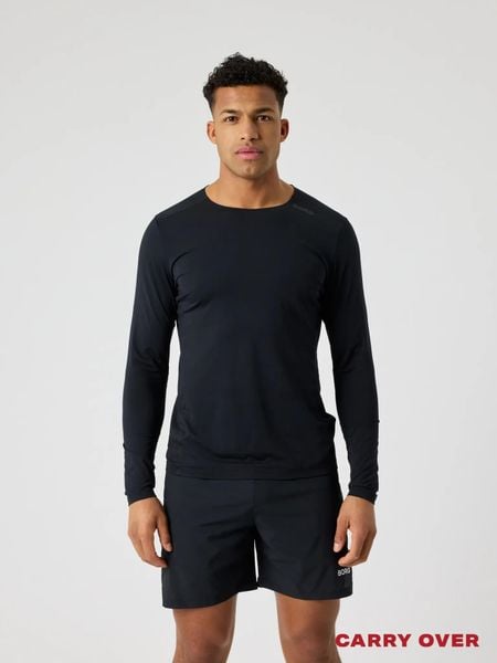 Bjorn_borg BORG FEATHER LONG SLEEVE T-SHIRT z recyklingowanego poliestru. Czarne t-shirty męskie Björn Borg, m, bez wzorów, bez kołnierzyka. Za 268.00 zł.