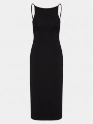 Gina Tricot Sukienka dzianinowa 16409 Czarny Slim Fit. Czarne sukienki damskie Gina Tricot, xs, bez wzorów, z dzianiny, bez kołnierzyka, bez ramiączek. Za 149.99 zł.