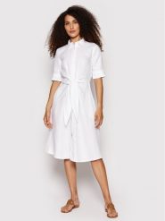 Lauren Ralph Lauren Sukienka koszulowa 200831364001 Biały Regular Fit. Białe sukienki damskie Lauren Ralph Lauren, bez wzorów, ze lnu, bez kołnierzyka, bez ramiączek, koszulowe. Za 839.99 zł.