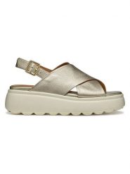 Geox Skórzane sandały "Spherica EC4" w kolorze złotym na koturnie rozmiar: 38. Żółte sandały damskie Geox, bez wzorów, bez obcasa, na koturnie. Za 260.99 zł.