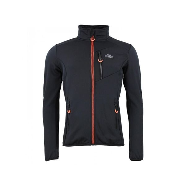 Kurtka polarshell Peak Mountain. Czarne kurtki męskie Peak Mountain, bez wzorów, sportowe, bez kaptura. W wyprzedaży za 195.50 zł.